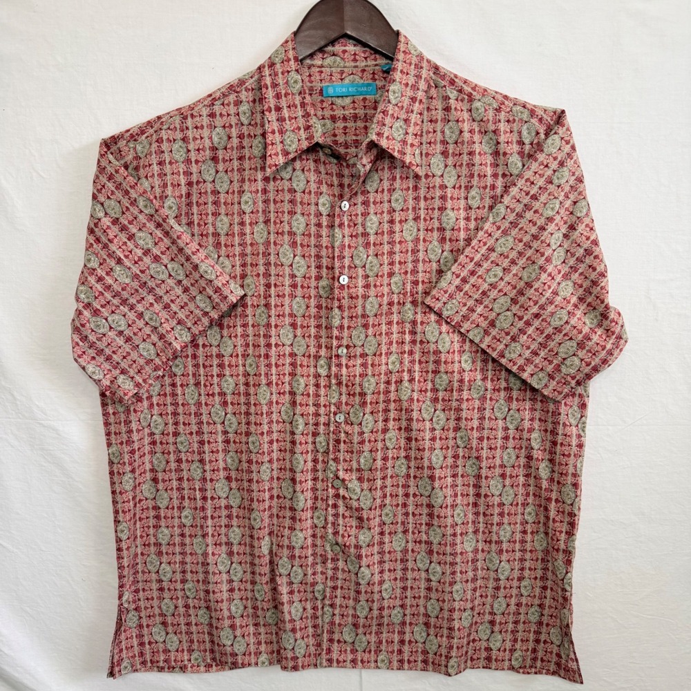 Tori Richard Hawaiian Shirt Mens Xl Made In Hawaii Floral Aloha Camp Button Up